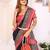 black printed art silk designer pallu chanderi saree