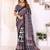 black printed art silk designer pallu chanderi saree