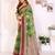 green printed art silk designer pallu chanderi saree
