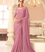 Chiffon Embroidery Sequence work Saree with Unstitched Blouse Piece