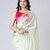 Light-pista floral prints  heavy japan satin saree with unstitched blouse