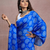 Blue floral prints  heavy japan satin saree with unstitched blouse