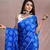 Blue floral prints  heavy japan satin saree with unstitched blouse