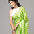 Parrot-green polka dot prints  heavy japan satin saree with unstitched blouse
