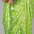 Parrot-green polka dot prints  heavy japan satin saree with unstitched blouse