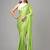Parrot-green polka dot prints  heavy japan satin saree with unstitched blouse