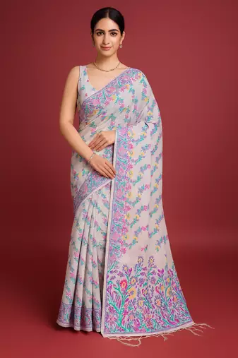 Purple dhakai jamdani cotton saree