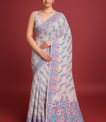 Purple dhakai jamdani cotton saree