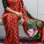 Red polka dot prints  heavy japan satin saree with unstitched blouse