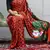 Red polka dot prints  heavy japan satin saree with unstitched blouse
