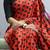 Red polka dot prints  heavy japan satin saree with unstitched blouse