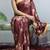 Maroon  floral prints  heavy japan satin saree with unstitched blouse
