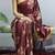 Maroon  floral prints  heavy japan satin saree with unstitched blouse