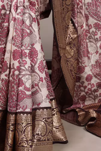 Raw Beauty Meets Soft Shine Tussar Silk Blend Saree with Printed Detail & Viscose Border