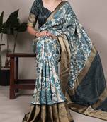 Raw Beauty Meets Soft Shine Tussar Silk Blend Saree with Printed Detail & Viscose Border