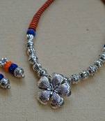 Heart petal pendant - orange and blue