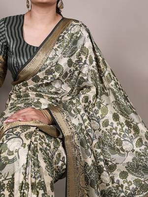 Raw Beauty Meets Soft Shine Tussar Silk Blend Saree with Printed Detail & Viscose Border 2