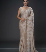 Gold beads tissue organza saree