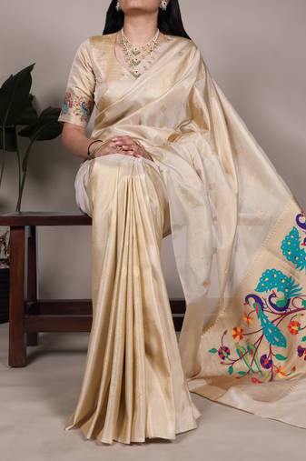 Lightweight Elegance Traditional Tissue Paithani for Every Occasion Saree