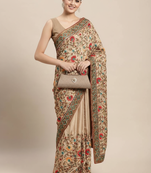 Art silk saree with kashmiri work with embroidered border with blouse