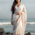 White floral digital printed saree with blouse