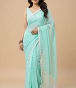 Green rose mul cotton saree with blouse