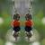 Heart petal pendant - orange and blue
