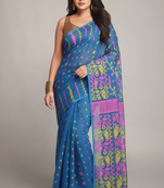 sky pink cotton silk dhakai jamdani saree