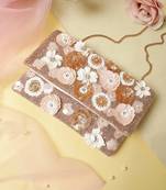 Petal Posh Pink, Champagne & Ivory Floral Embellished Satin Sling Bag
