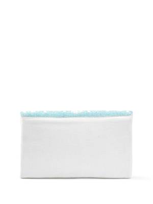 Beaded Muse Aqua Blue, White & Multi Quirky Beaded Canvas Sling Bag 5