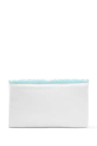 Beaded Muse Aqua Blue, White & Multi Quirky Beaded Canvas Sling Bag