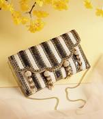 Anekaant Tassel Tales Champagne & Antique Gold Sequined Faux Silk Sling Bag