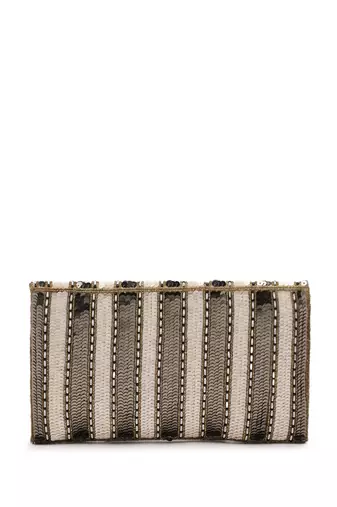 Anekaant Tassel Tales Champagne & Antique Gold Sequined Faux Silk Sling Bag