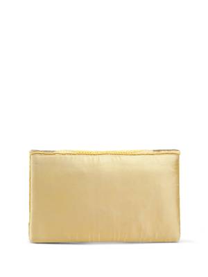 Tassel Tales Pastel Yellow & Antique Gold Sunbrust Beaded Satin Sling Bag 5