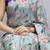 sky color  all over printed silk blend crape saree with unstitched blouse
