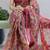 Peach color  all over  printed with  silver zari border linen saree with unstitched blouse