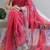 Gajari color all over  printed with  silver zari border linen saree with unstitched blouse
