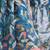 Rama color all over  printed with  silver zari border linen saree with unstitched blouse