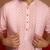 Men peach cotton linen 3-piece nehru set - premium digital print summer casual wear