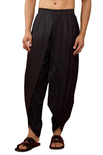 Men's black viscose dhoti pants - traditional festive wear