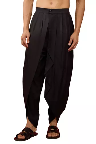 Men's black viscose dhoti pants - traditional festive wear