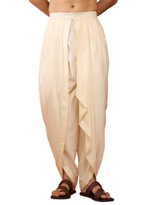 Men's cream viscose dhoti pants - traditional festive wear 1