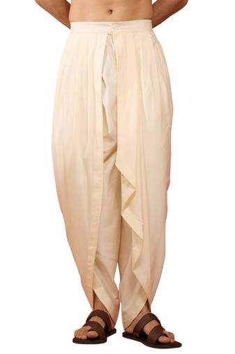 Men's cream viscose dhoti pants - traditional festive wear