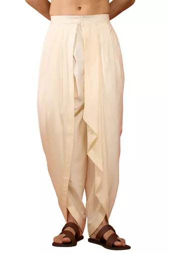 Men's cream viscose dhoti pants - traditional festive wear