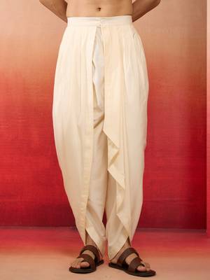 Men's cream viscose dhoti pants - traditional festive wear 2