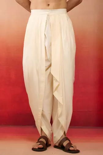 Men's cream viscose dhoti pants - traditional festive wear