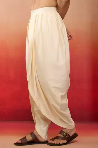 Men's cream viscose dhoti pants - traditional festive wear