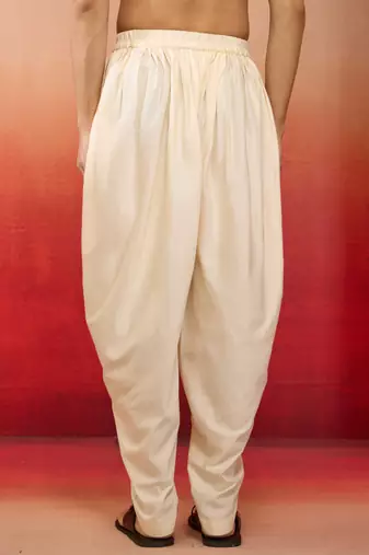 Men's cream viscose dhoti pants - traditional festive wear