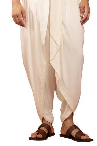 Men's white viscose dhoti pants - traditional festive wear