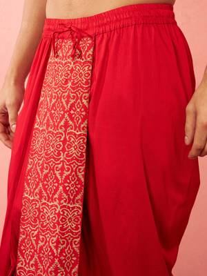Mens red viscose dhoti traditional border print - navratri ethnic wear 3